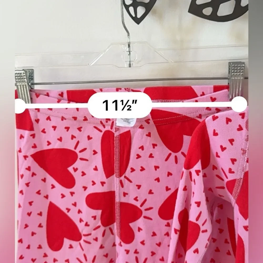 Hanna Anderson Long John Organic Cotton Pajama Set in Full Hearts 12 NWOT